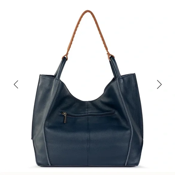 Los Feliz , the Sak Elegant Blue Leather Shoulder tote bag. - Picture 5 of 13